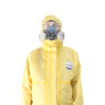 汉盾劳保批发 HD-BP618 黄色带帽连体式工业防化服
