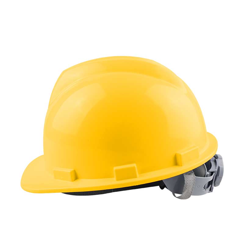 该图是汉盾 HD-HT27 V型ABS标准型安全帽黄色，主要为大家讲的是建筑工地与电力行业的安全帽在材质、结构、防护性能等方面有何区别？本文从作业环境、行业标准等维度详解两者差异，助您了解如何正确选择安全帽。